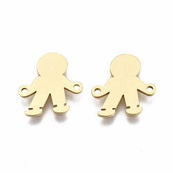 Golden 201 Stainless Steel Links Connectors, Laser Cut, Boy, Golden, 15x14.5x1mm, Hole: 1.2mm