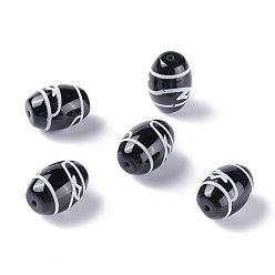 Другой Узор Тибетского стиля бусы дзи, природных бисера агат, окрашенная и подогревом, овальные, другой узор, 13.5x10 мм, отверстие : 1.2 мм