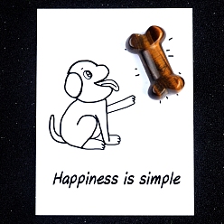 Тигровый глаз Натуральный тигровый глаз резные фигурки орнамент, для домашнего украшения рабочего стола, Подарочная карта своими руками с вдохновением, собаке кость, 20x35 мм