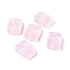 Бледно-Розовый Прозрачные брызги, окрашенные распылением, прямоугольные, розовый жемчуг, 18x13x5.5 мм, отверстие : 1.4 мм