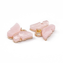 Pink Acrylic Charms, with Light Gold Tone Alloy Finding, Butterfly Charm, Pink, 13x14x3mm, Hole: 2mm
