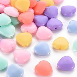Mixed Color Opaque Acrylic Beads, Heart, Mixed Color, 13.5x14x6mm, Hole: 1.5mm, about 775pcs/500g