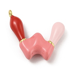 Letter W Латунь эмаль подвески, долговечный, без кадмия и без свинца, реальный 18 k позолоченный, буквенное очарование, Буква W, 21x25x6 мм, отверстие : 1.8 мм