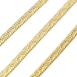 Golden Ion Plating(IP) 304 Stainless Steel Herringbone Chains, Soldered, with Spool, Golden, 6x1mm