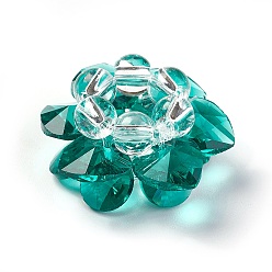 Dark Cyan Glass Woven Beads, Cluster Beads, Lotus, Dark Cyan, 25~28x14mm, Hole: 5mm