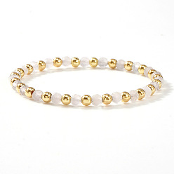 Белый Нефрит Натуральный белый нефрит бисером браслеты простирания, составные браслеты для женщин, круглые, 6.89 дюйм (17.5 см)