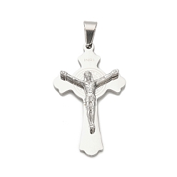 Нержавеющая Сталь Цвет 304 подвески из нержавеющей стали, амулет крест распятие, цвет нержавеющей стали, 45x25.5x5.5 мм, отверстие : 9.5x4.5 мм