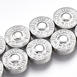 Platinum Plated Electroplate Non-magnetic Synthetic Hematite Beads Strands, Flat Round, Platinum Plated, 8x4mm, Hole: 1mm, about 50pcs/strand, 15.7 inch
