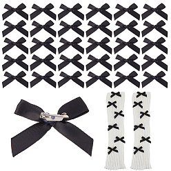 Черный Броши-банты из полиэстера, с железной фурнитурой, чёрные, 30x55 мм