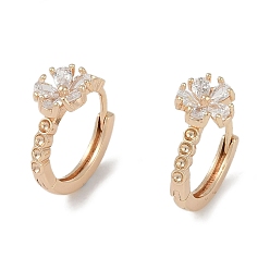 Настоящее золото 18K Серьги-кольца с цветочным принтом, украшения из латуни для женщин, реальный 18 k позолоченный, 14x7 мм