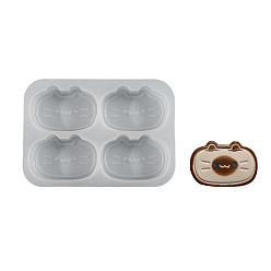 Cat Shape Diy силиконовые формы для дисплеев, формы для литья смолы, инструменты для производства глиняных ремесел, белые, форма кошки, 108x77x17 мм, внутренний диаметр: 32x48 мм