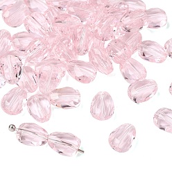 Pink К 9 стекло, имитация Австрийские кристаллические шарики, класс AAA, граненые, слеза, розовые, 8x6x3.5 мм, отверстие : 0.7~0.9 мм