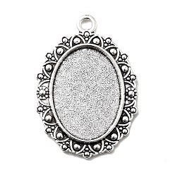 Античное Серебро Тибетский стиль овальный сплава настройки кулон кабошон, без кадмия и без свинца, античное серебро, лоток : 25x18 мм, 39x27x2.5 мм, Отверстие : 3 мм , около 202 шт / 1000 г