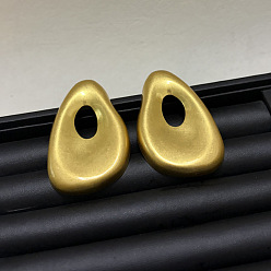 Golden Alloy Stud Earrings for Women, Teardrop, Golden, 60x40mm