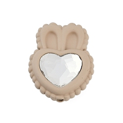 Цвет Древесины Бусины из сплава, окрашенные распылением, со стразами, без свинца и без кадмия, сердце, деревесиные, 20x15.5x7.5 мм, отверстие : 1.6 мм