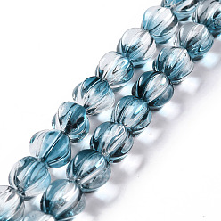 Прусский Синий Прозрачные стеклянные бусины, фонарь, берлинская лазурь, 10.5x9.5x10.5 мм, отверстие : 1 мм, около 38 шт / нитка, 15.24 дюйм (38.7 см)