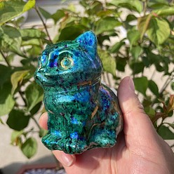 Темно-синий  Шифер Резная статуя кошки из натурального гранита, украшение дома, Статуэтки по фен-шуй для украшения домашнего офиса, темный сланец синий, 80 мм