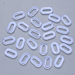 White Acrylic Linking Rings, Quick Link Connectors, For Jewelry Cable Chains Making, Imitation Gemstone Style, Oval, White, 14x8.5x2.5mm, Inner Diameter: 9x3mm