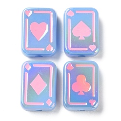 Васильковый УФ-покрытие Радужные радужные акриловые эмалевые бусины, покер, васильковый, 25.5x18.5x8.5 мм, отверстие : 4 мм