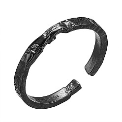 Черный Цвет Металла Текстурированные 925 кольца-манжеты из стерлингового серебра, открытые кольца, чеканный, металлический черный , размер США 5, внутренний диаметр: 16 мм