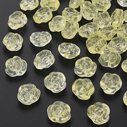 Champagne Yellow Transparent Baking Paint Glass Beads, Rose, Champagne Yellow, 12.5x14x9mm, Hole: 1.2mm