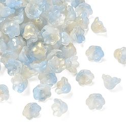 Лазурный Прозрачные шапочки из стеклянных бусин, с блеском порошок, лазурный, 12x8 мм, отверстие : 1.4 мм, 1250 шт / 1000 г