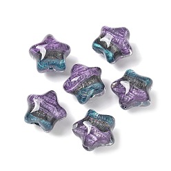 Темная Орхидея Прозрачные акриловые бусины, бусины ручной работы, звезда, с блестящей пудрой и эмалью, темные орхидеи, 19~19.5x20.5~21x16 мм, отверстие : 2 мм