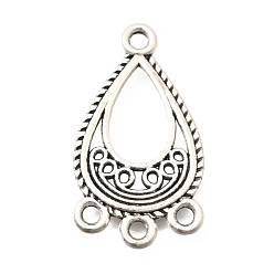 Teardrop Сплав люстра компонента ссылки тибетском стиле, античное серебро, слеза, 26x30x2 мм, отверстие : 2 мм