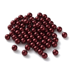 Темно-Красный Пластиковые жемчужные бисера, круглые, темно-красный, 6x5.5 мм, отверстие : 1.4 мм