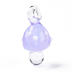 Лиловый Подвески лэмпворк ручной работы, импортировано из Италии, грибные прелести, сирень, 28.5~30x12~14x12~14 мм, отверстие : 2~4.5x2.5~3.5 мм