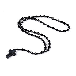 (946F)Морозный цвет внутри  Жонкиль / Непрозрачная зеленая подкладка Ожерелья с подвесками из натурального черного агата (окрашенного и нагретого), С полиэфирным плетеным канатом, крестик, (730~750 мм) 28.74 дюйм ~ 29.53 дюйм