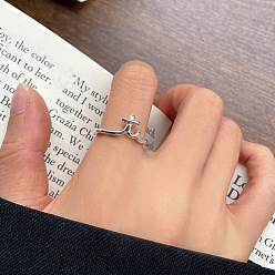 Letter T S925 манжеты из нержавеющей стали для женщин, буквы, серебряные, Письмо T, внутренний диаметр: 15~20 мм