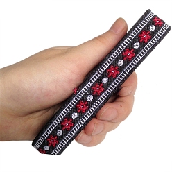 Темно-Красный 6.8m жаккардовая лента с цветочным рисунком в этническом стиле из полиэстера, темно-красный, 3/4 дюйм (20 мм), около 7.44 ярдов (6.8 м) / рулон