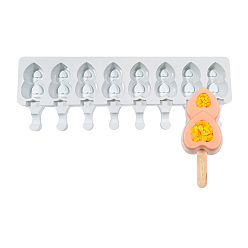 Белый Пищевые силиконовые формы для мороженого в форме сердца своими руками, производитель льда, 8 полости, белые, 378x130x23 мм