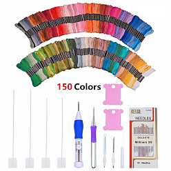 (52) Непрозрачная лаванда Комплект для вышивания, инструмент для вышивки крестом, 150 цвета вышивки, 1 мешочек, 2 шт., вышивальная игла, разноцветные, 8 м / цвет
