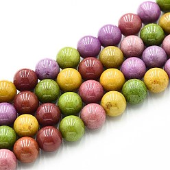 (52) Непрозрачная лаванда Природного кварца нитей бисера, окрашенные, круглые, имитация алашанского агата, разноцветные, 8~8.5 мм, отверстие : 0.9~1 мм, около 45~47 шт / нитка, 14.96~15.35 дюйм (38~39 см)