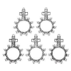 Antique Silver Tibetan Style Alloy Pendants, For Easter, Crucifix Cross with Ring, Cadmium Free & Lead Free, Antique Silver, 46x32x4mm, Hole: 2mm, about 150pcs/1000g