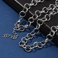 Нержавеющая Сталь Цвет 304 ожерелья из текстурированной нержавеющей стали в виде цепочки «роло» для женщин, цвет нержавеющей стали, 18.23 дюйм (46.3 см)