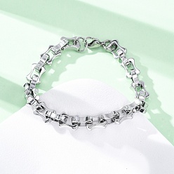 Нержавеющая Сталь Цвет 304 браслеты-цепочки с прямоугольными звеньями из нержавеющей стали для женщин и мужчин, цвет нержавеющей стали, 8-1/2 дюйм (21.7 см)