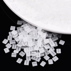Белый Дым Стеклянный бисер с отверстиями fgb 2, прозрачные матовые цвета, квадратный, серый, 5x4.5~5.5x2~2.5 мм, отверстие : 0.5~0.8 мм, около 1180 шт / упаковка