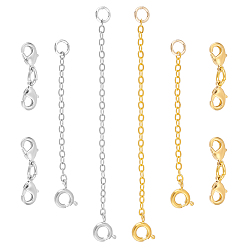 Платиновый & Золотой 8шт 6 стили латунные пружинные застежки-кольца и застежки-лобстеры, с латунным кабельных цепей, платиной и золотом, 50~70 мм