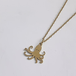 Осьминог Океан 201 подвески из нержавеющей стали для женщин, реальный 18 k позолоченный, осьминог, 15.75 дюйм (40 см), Кулон : 17 мм
