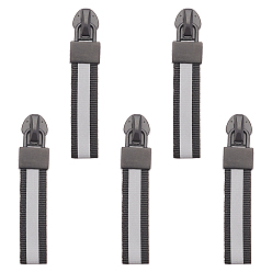 Electrophoresis Black 36Pcs Alloy Replacement Zipper Sliders, for Luggage Suitcase Backpack Jacket Bags Coat, with Reflective Stripe, Electrophoresis Black, 5.74cm