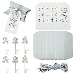 Белый Открывалка для бутылок пива из сплава, бумаги и полиэстеровой ленты, многоразовая открывалка для бутылок, ключ в форме розы, белые, 68x25x4 мм, отверстие : 3 мм