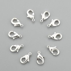 Silver Brass Lobster Claw Clasps, Parrot Trigger Clasps, Cadmium Free & Nickel Free & Lead Free, Silver, 10x5x3mm, Hole: 1mm