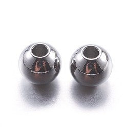 Stainless Steel Color 304 Stainless Steel Beads, Smooth, Round, Stainless Steel Color, 3x2mm, Hole: 1mm