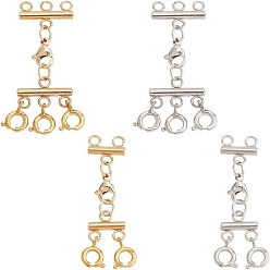 Golden & Stainless Steel Color 4Pcs 4 Styles Multi-Strand 304 Stainless Steel Lobster Claw Clasps, with Spring Ring Clasps, Golden & Stainless Steel Color, 40mm, 1pc/style