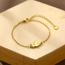 Golden 304 Stainless Steel Wild Goose Link Bracelets, Cable Chain Bracelets for Women, Golden, 6.50 inch(16.5cm)
