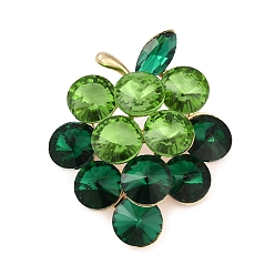 Винограды Броши из цинкового сплава со стразами в виде фруктов для одежды-рюкзака, винограды, 44x36.5 мм