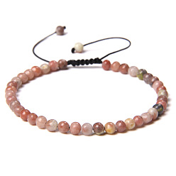 Plum Blossom Jasper Регулируемый женский браслет из бисера яшмы в виде цветка сливы, с простым и универсальным плетением из бисера, показать на картинке